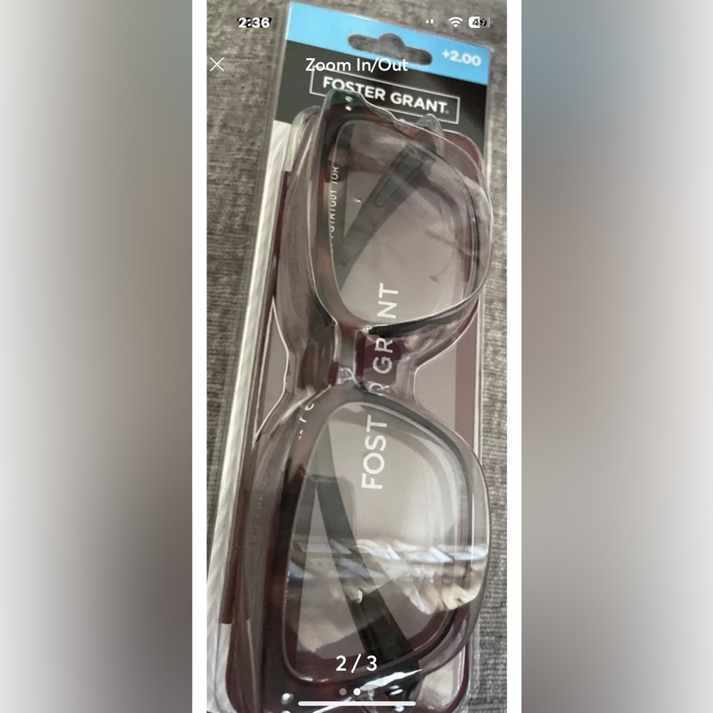 Foster Grant TO-GO Reading Glasses with Case FGTRTG01 TOR +2.00 BRAND NEW